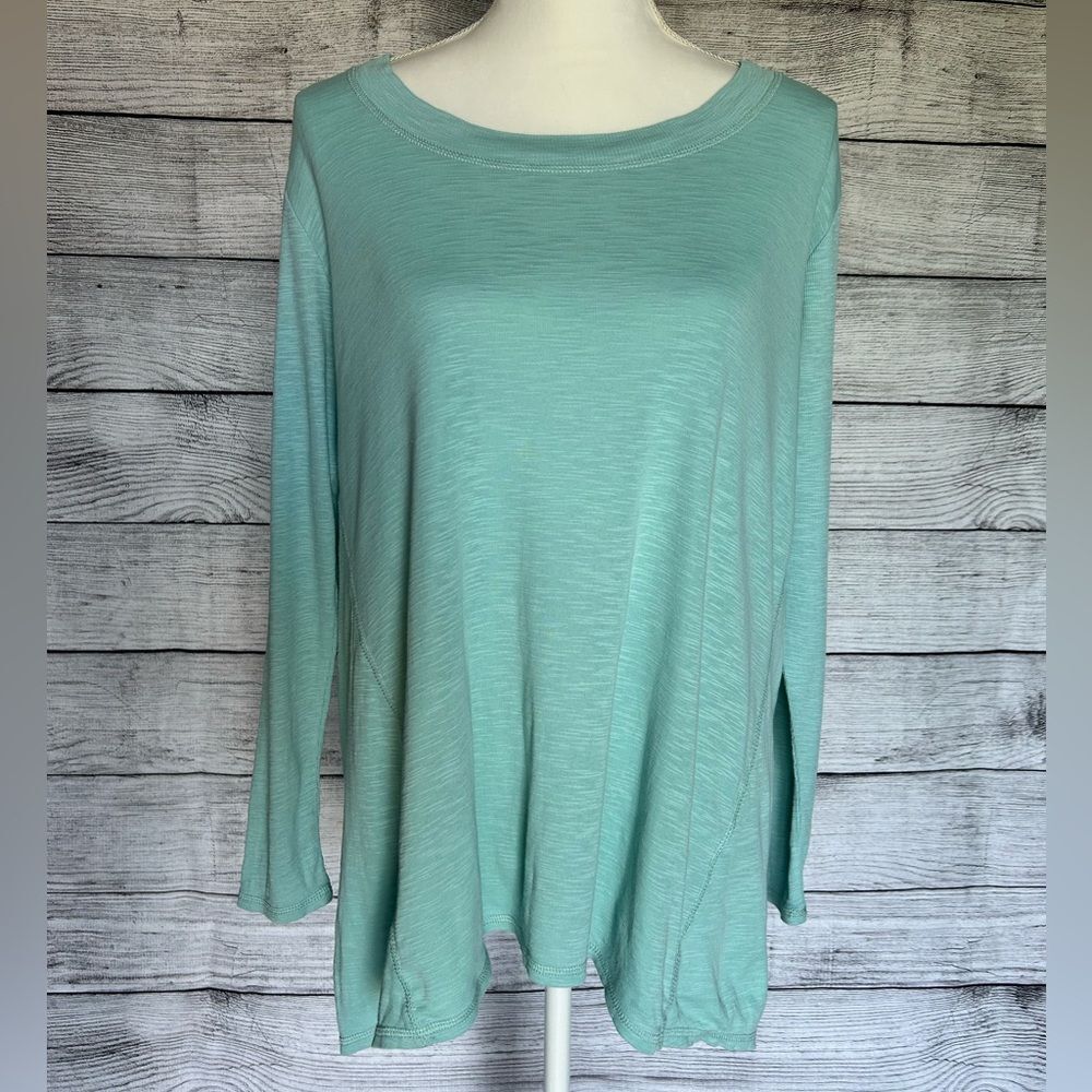 J. Jill Pima Scoop-Neck Elliptical Tunic turquoise size medium petite